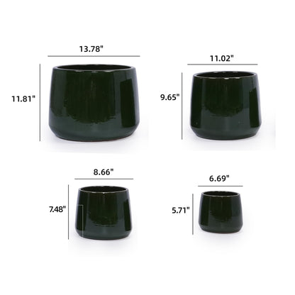 4pcs White Ceramic Flower Pots, 6-14 Inch Vertical Brushed Texture Planters with Drainage Holes, Indoor/Outdoor Use Ideal for Orchids, Succulents & Cacti Generic