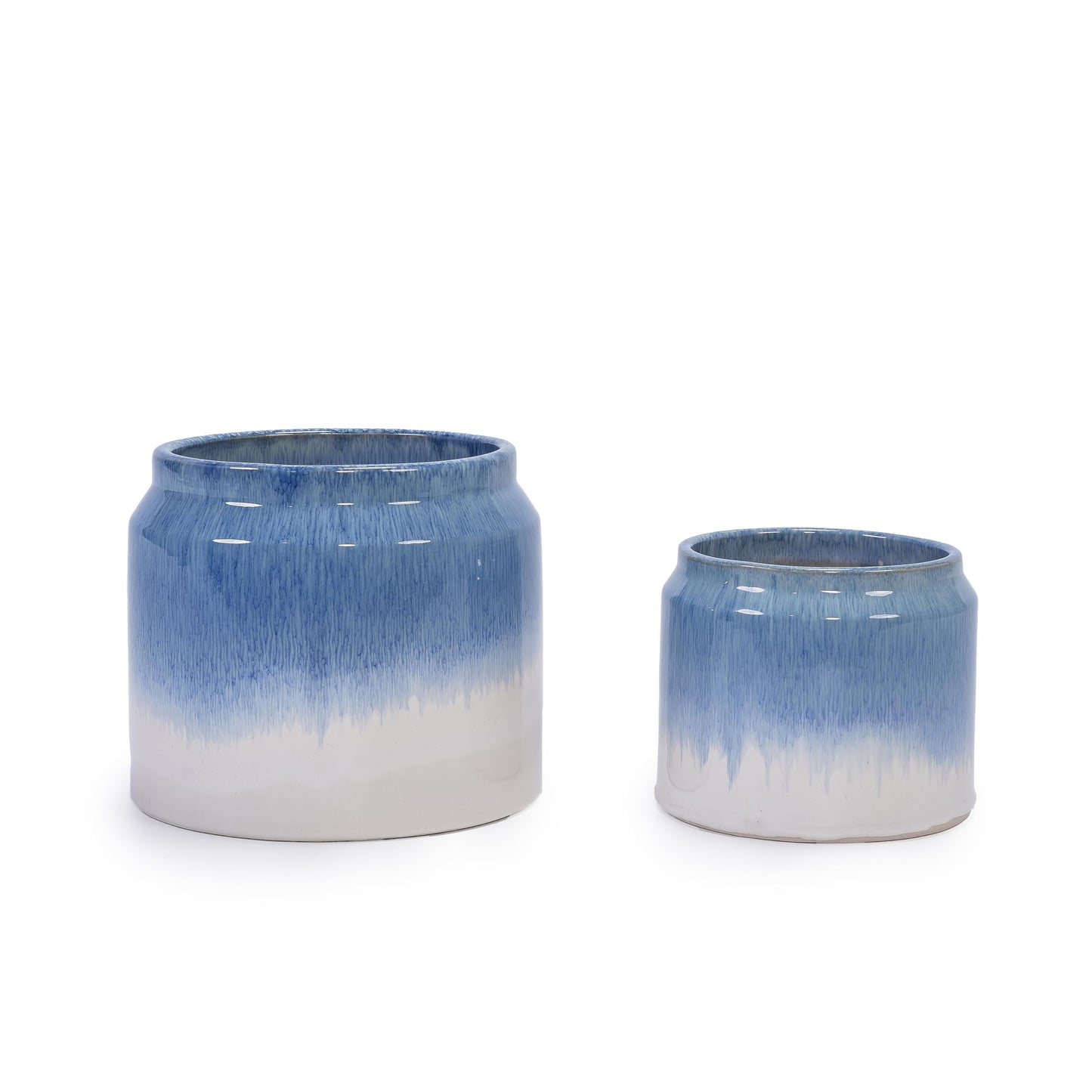 2PCS Drip Glaze Ceramic Planter, 6" & 8" Breathable Plant Pots, Indoor Outdoor Flower Pots for Orchids, Succulents & Violets, Ideal for Shelf & Desk Decor - Blue White Generic