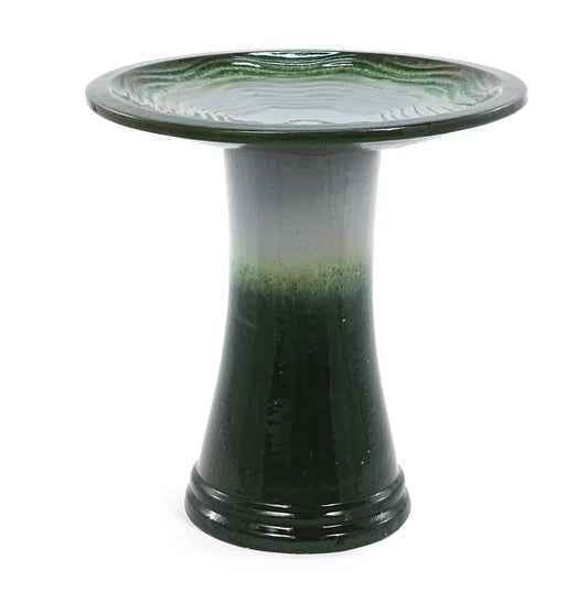 Mudanjie 17'' Ceramic Bird Bath for Outside, Tall Lightweight Pedestal Birdbath Floral Pattern