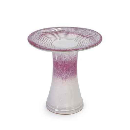 Mudanjie 17'' Ceramic Bird Bath for Outside, Tall Lightweight Pedestal Birdbath Floral Pattern