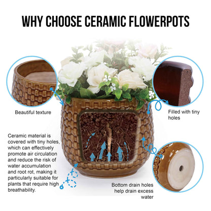 Mudanjie 3pcs 5+7+9'' Modern Ceramic Plant Pots with Drainage