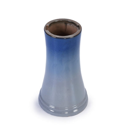 17'' Ceramic Bird Bath for Outside, Elegant Tall Outdoor Bird Bath, Lightweight Pedestal Glazed Birdbaths for Outdoors with floral Pattern, Blue + Grey Generic