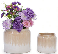 mudanjie 2pcs 6''&8'' Non-Porous Ceramic Planter for Indoor Outdoor