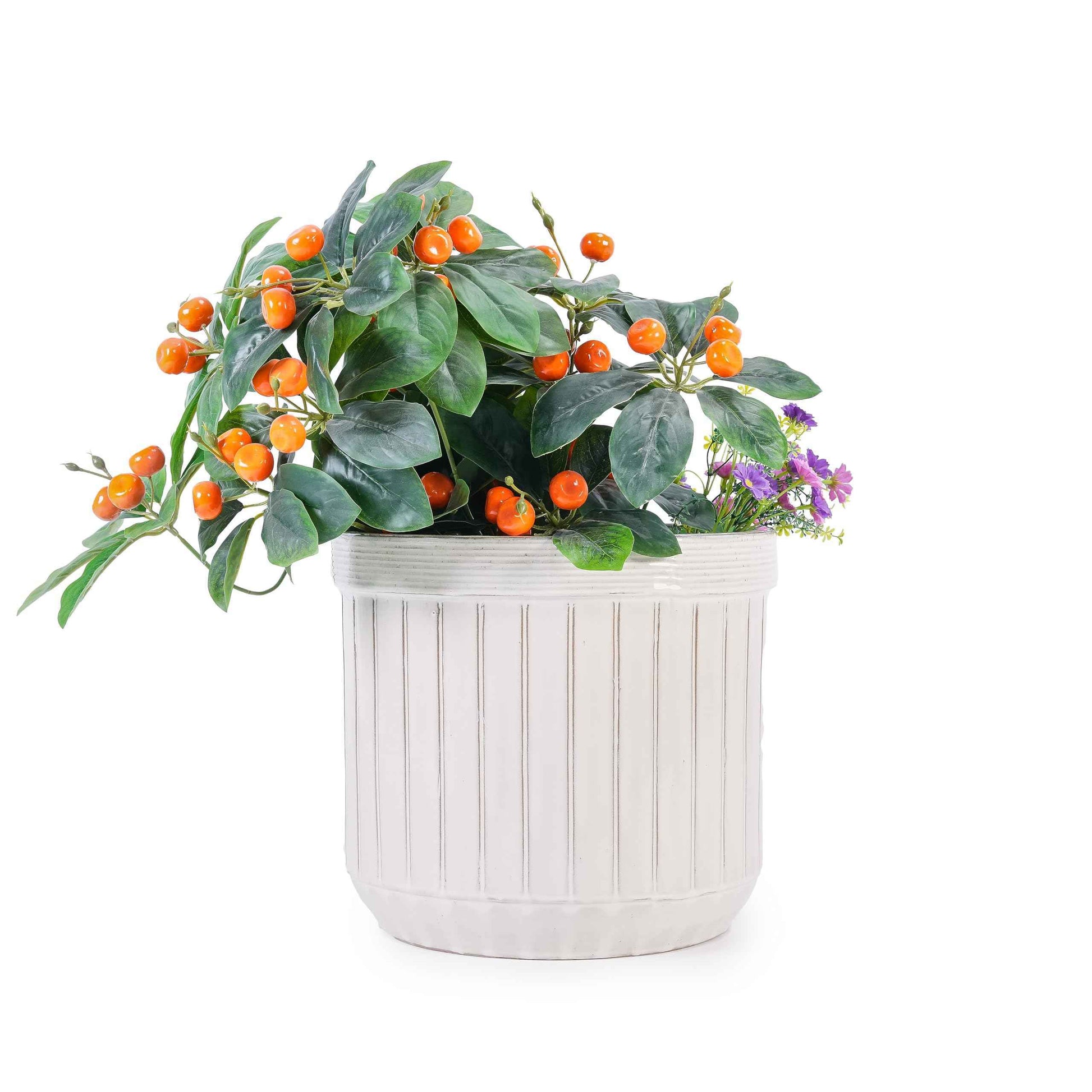 Mudanjie 4pcs 6-12'' White Ceramic Planter Set with Drainage for Succulents Cacti