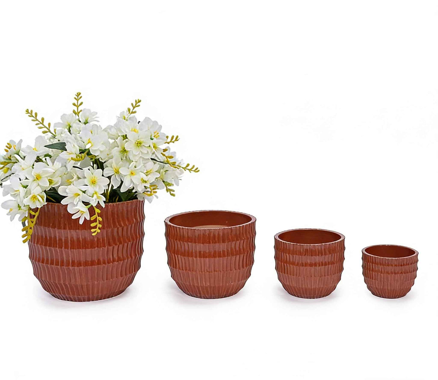 Mudanjie 4pcs 5.31-14.17'' Handmade Ceramic Planter Set with Drainage
