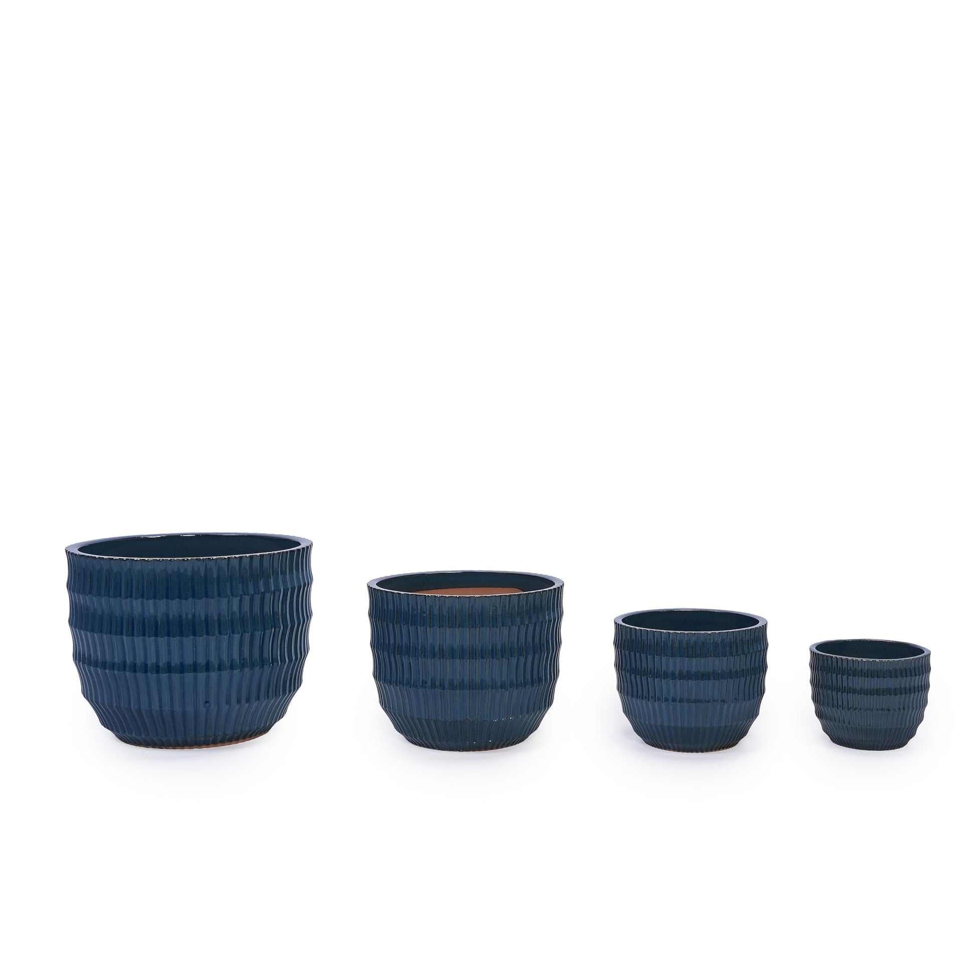 4pcs Deep Coffee Ceramic Flower Pot Set, 5.31"-14.17" with Drainage, Indoor Outdoor for Orchids Succulents, Windowsill Tabletop Decor Generic