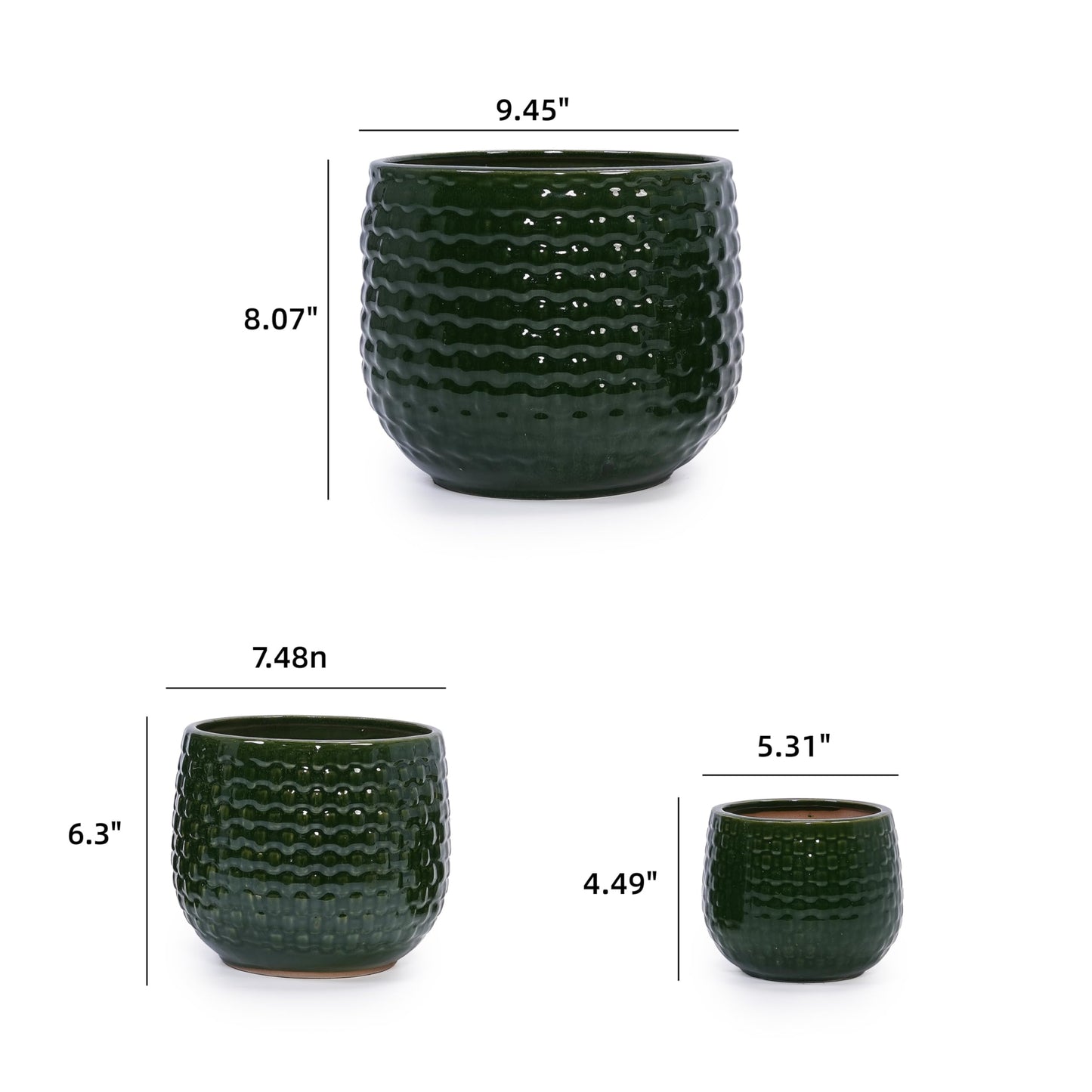 Ceramic Plant Pots, 5+7+9 Inches, Set of 3, Flower Pots with Drainage Hole, Planters for Indoor Plants, Modern Decorative Pot for Garden, Windowsill Generic