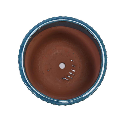 Mudanjie 3pcs 9/12/15'' Ribbed Glazed Ceramic Planter with Drainage