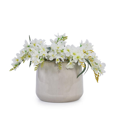 4pcs White Ceramic Flower Pots, 6-14 Inch Vertical Brushed Texture Planters with Drainage Holes, Indoor/Outdoor Use Ideal for Orchids, Succulents & Cacti Generic