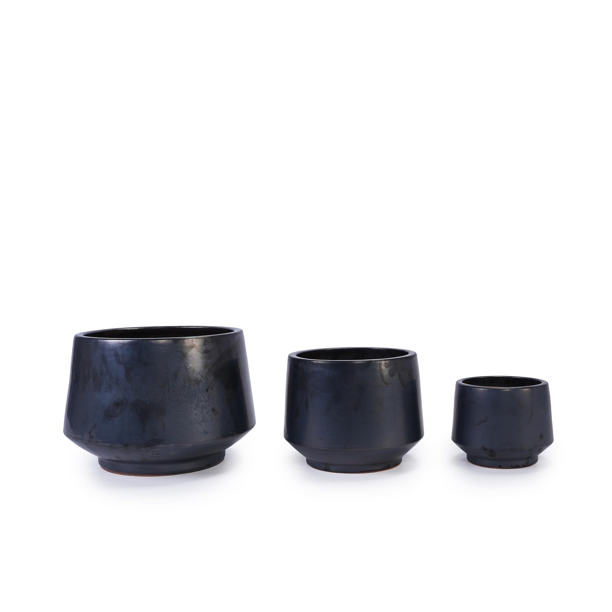 3-Piece Black Matte Ceramic Flowerpot Set, 15/11/9 inches, Breathable Clay, Suitable for Orchids, Succulent Cacti, Indoor and Outdoor Decorative windowsills or Bookshelves Generic