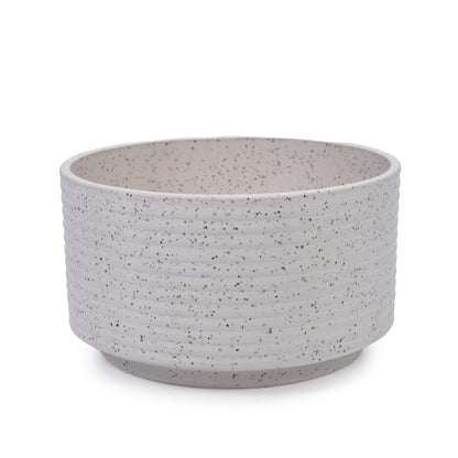 2pcs White Vertical Ridged Ceramic Planter Set, 11"&8" Non-Porous Clay for Succulents Orchids, Indoor Outdoor Decor Generic