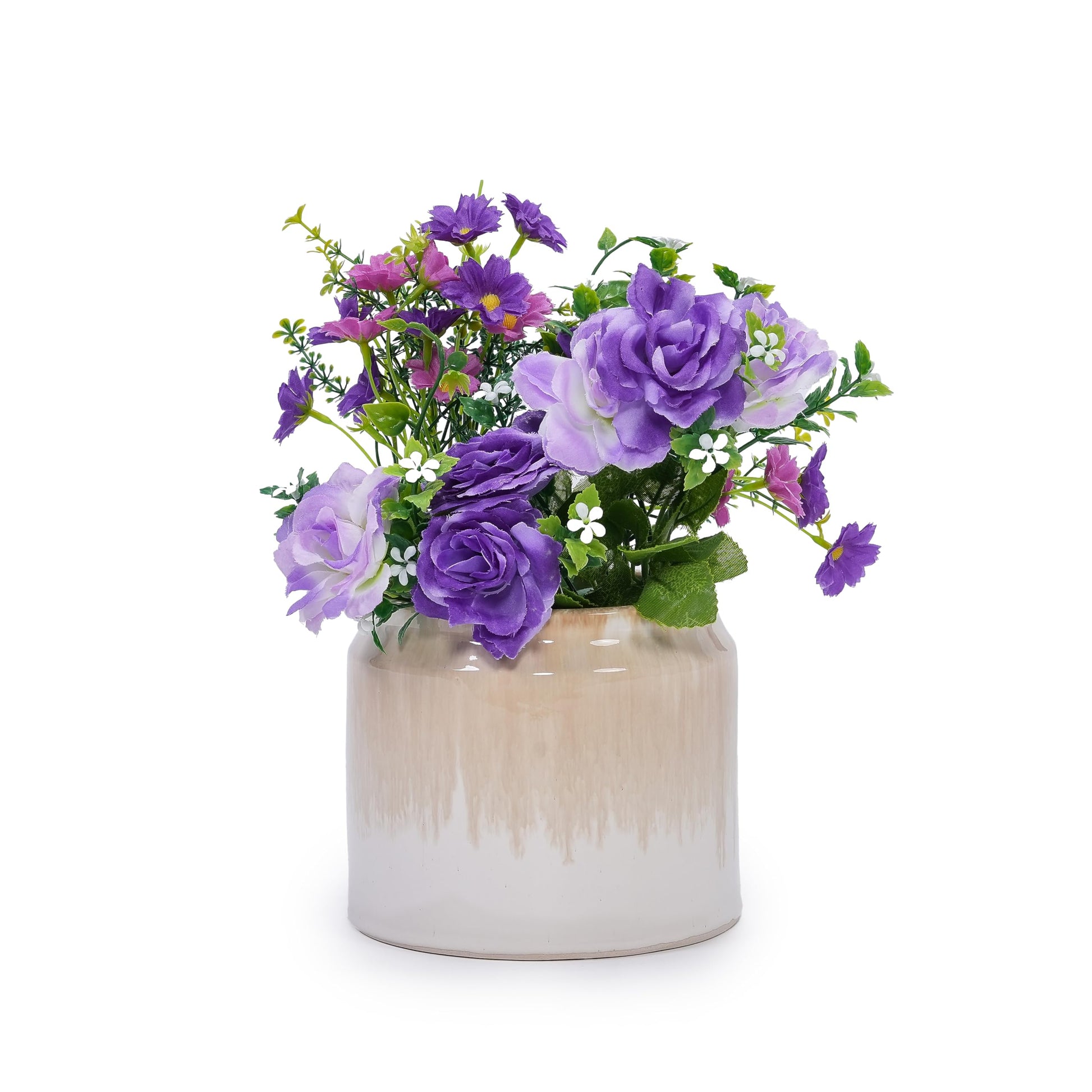 2pcs Beige Drip Glaze Ceramic Planter, 6" & 8" Non-Porous Breathable Clay Plant Pots, Indoor Outdoor Use for Orchids, Succulents & Violets, Ideal for Shelf & Desk Decor Generic