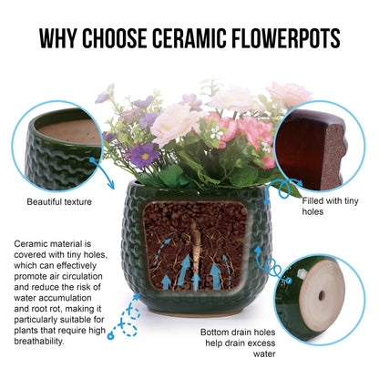 Mudanjie 3pcs 5+7+9'' Modern Ceramic Plant Pots with Drainage