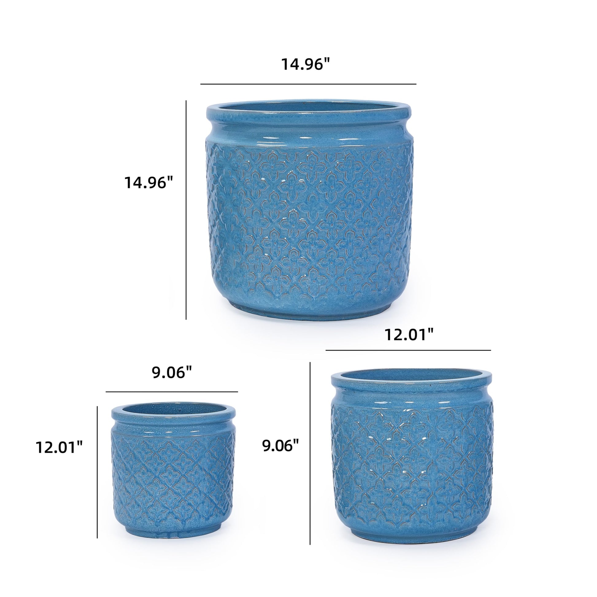 3 PCS Geometric Pattern Ceramic Planter, 9.06/12/14.96 Inch Plant Pots Indoor with Drainage, Breathable Clay for Orchids Succulents, Indoor Outdoor Windowsill Bookshelf Decor - Red Generic