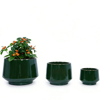 Mudanjie 3-Piece 9/11/15'' Matte Ceramic Planter Set, Breathable Clay