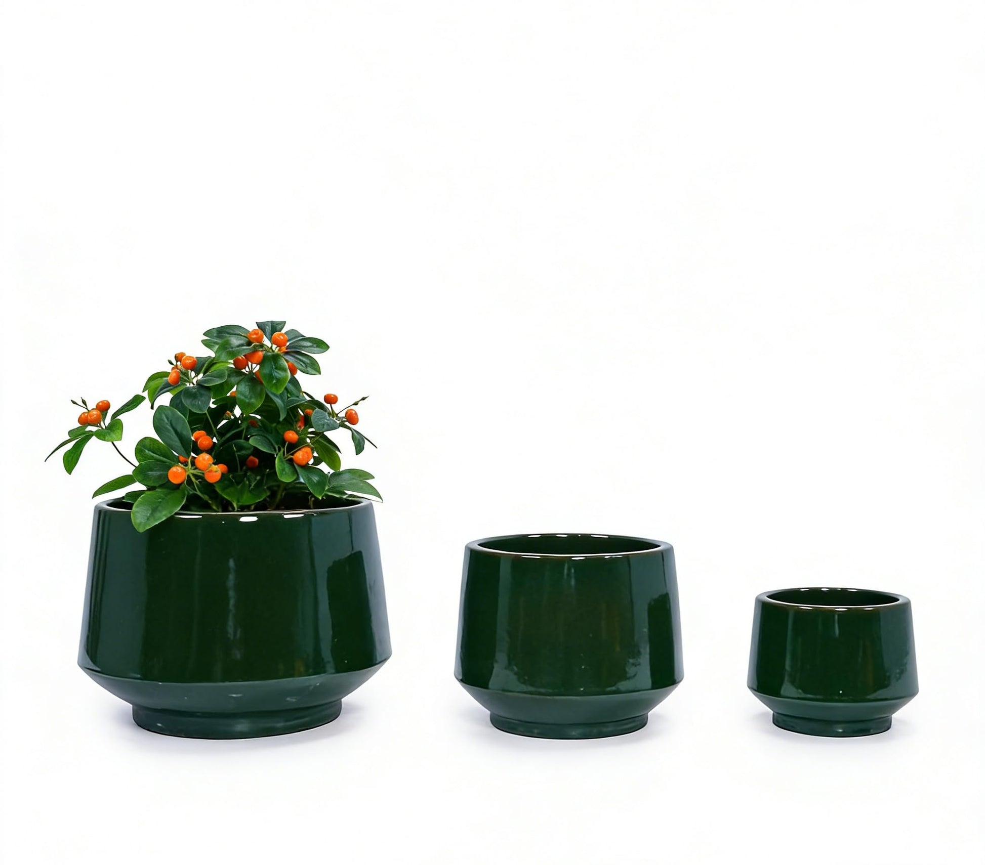 green ceramic planter pots mudanjie 3pcs Matte Ceramic Planter Set