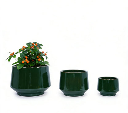 3-Piece Black Matte Ceramic Flowerpot Set, 15/11/9 inches, Breathable Clay, Suitable for Orchids, Succulent Cacti, Indoor and Outdoor Decorative windowsills or Bookshelves Generic