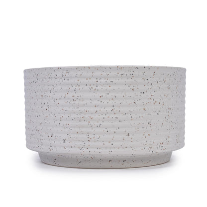 2pcs White Vertical Ridged Ceramic Planter Set, 11"&8" Non-Porous Clay for Succulents Orchids, Indoor Outdoor Decor Generic