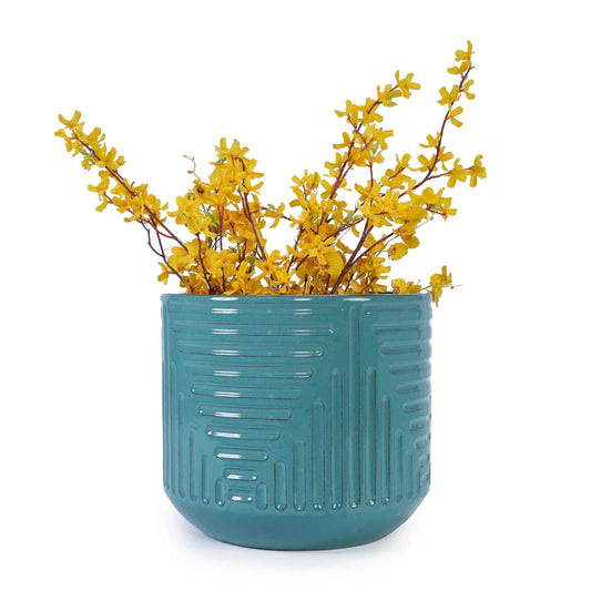 Mudanjie16.14'' Cylinder Ceramic Planter with Drainage for Indoor Outdoor Plants