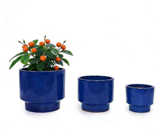 Mudanjie 3pcs 9/12/15'' Glazed Ceramic Planter with Drainage
